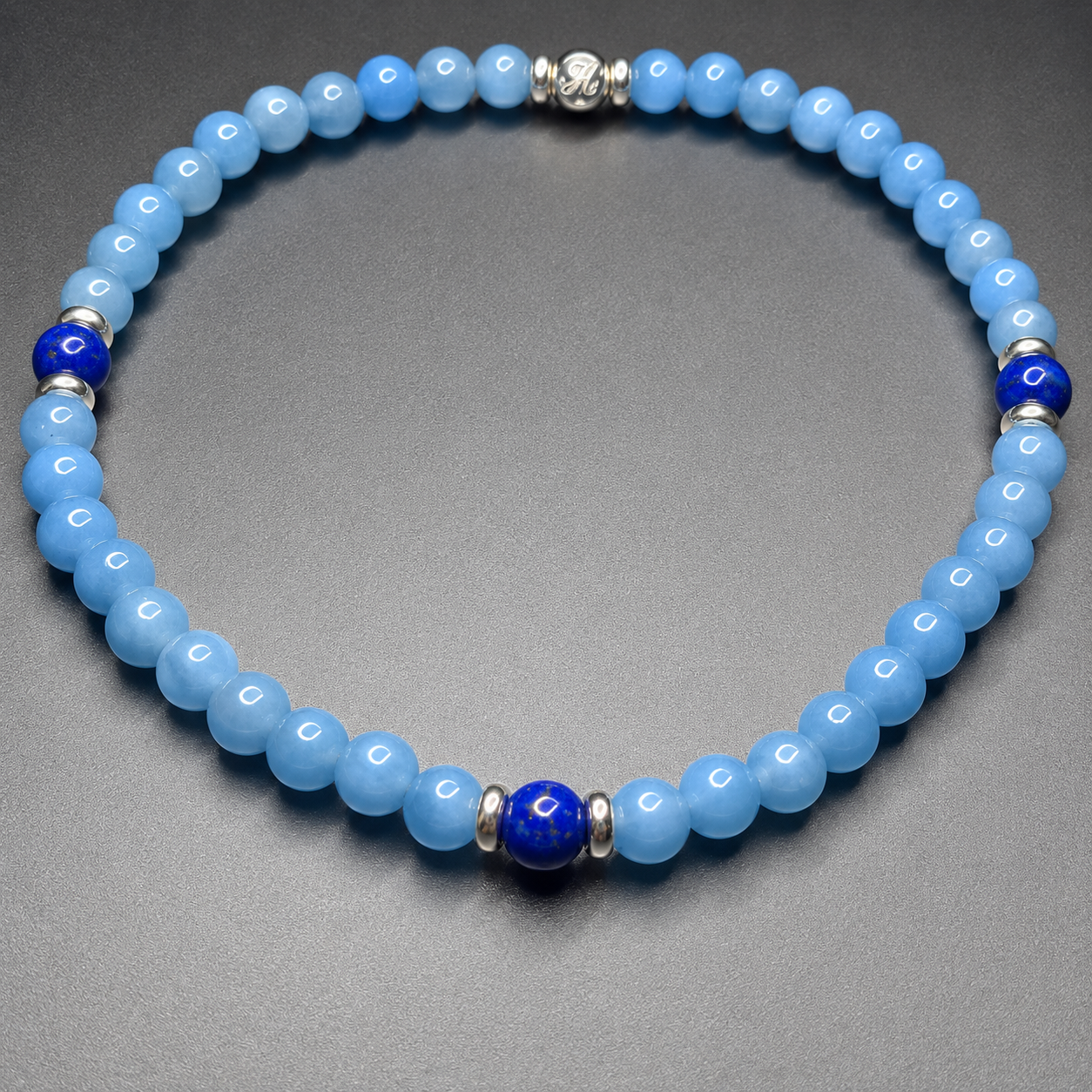 MARINERO AQUAMARINE & LAPIS LAZULI handcrafted bracelet with 4mm aquamarine & lapis lazuli / sterling silver