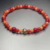 RITMO RED, ORANGE & SALMON CORAL handcrafted bracelet with 4mm & 6mm red, orange & salmon coral / 14k solid gold