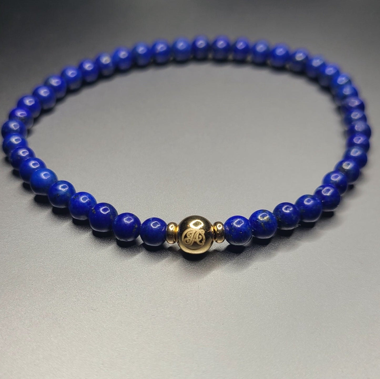 SIGNATURE LAPIS LAZULI handcrafted bracelet with 4mm lapis lazuli & 14k solid gold