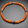 MARINERO ORANGE CORAL & PICTURE JASPER handcrafted bracelet with 4mm orange coral & picture jasper / sterling silver