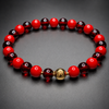 RITMO GARNET & RED CORAL handcrafted bracelet with 6mm garnet & red coral / 14k solid gold