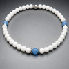 MARINERO WHITE JADE & AQUAMARINE handcrafted bracelet with 4mm white jade & aquamarine / sterling silver