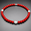 MARINERO RED CORAL & WHITE JADE handcrafted bracelet with 4mm red coral & white jade / sterling silver