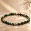 October Ember Opal and sterling silver V1 bracelet with 3 mm and 4 mm beads