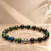 October Cosmos opal and sterling silver bracelet with 3 mm and 6 mm beads