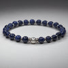 September Sapphire and Sterling Silver V1 bracelet with 6 mm sapphire beads