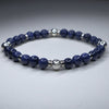 September Sapphire and Sterling Silver V3 bracelet with 6 mm sapphire beads