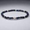 September Sapphire and Sterling Silver V4 bracelet with 4 mm sapphire beads